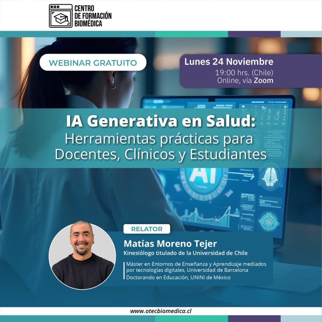 Webinar: "IA Generativa en Salud: Herramientas prácticas para Docentes, Clínicos y Estudiantes"